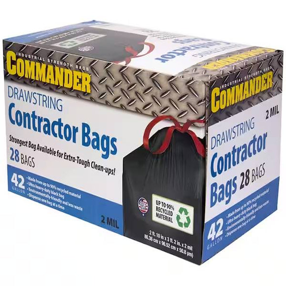 Commander Contractor Commercial Bags Liner 42 Gallon Black (42 Gallon, Black)