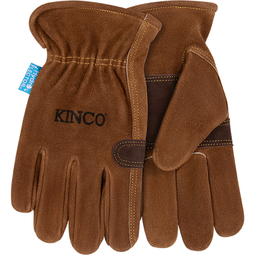 Kinco Hydroflector™ Water-Resistant Premium Suede Cowhide Driver With Double-Palm Large Brown (Large, Brown)
