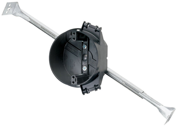 Legrand Pass & Seymour 4 inch Round Ceiling Box with Abar Hanger That Adjusts to 16or 24 Joist, Black (4