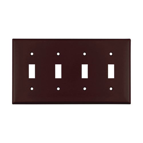 Cooper Wiring Devices  4 - Gang Standard Toggle Plate, Brown (4 Gang, Brown)