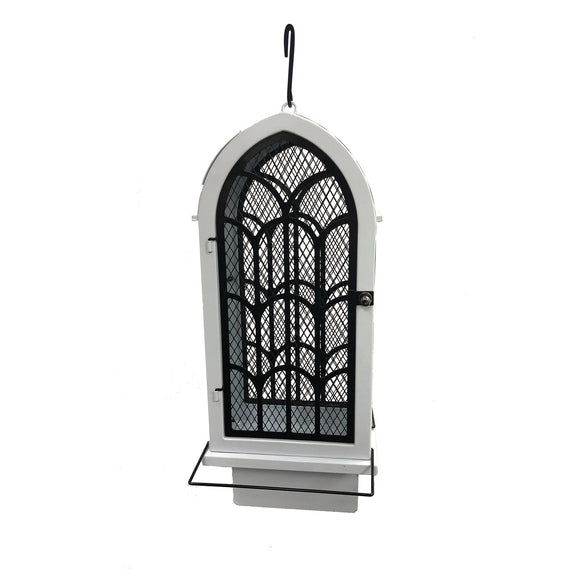 Heath 21709: Archway Birdie Chapel Bird Feeder for Mixed Seed and Suet or Seed Cakes (2 Lb, Grey)