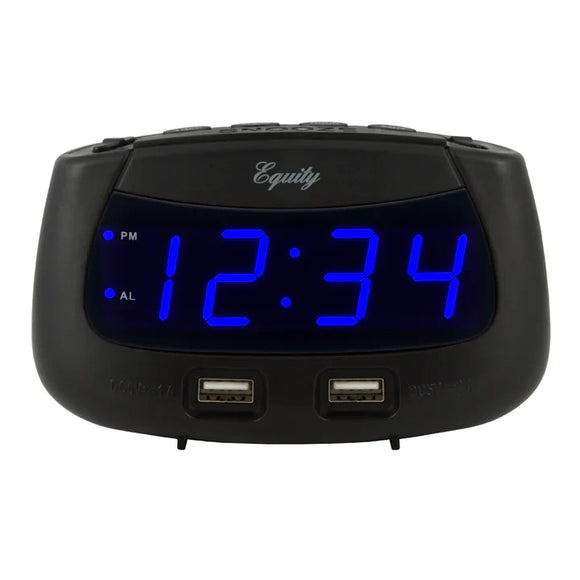 La Crosse Technology Equity 0.9 inch Blue LED Dual USB Alarm Clock
