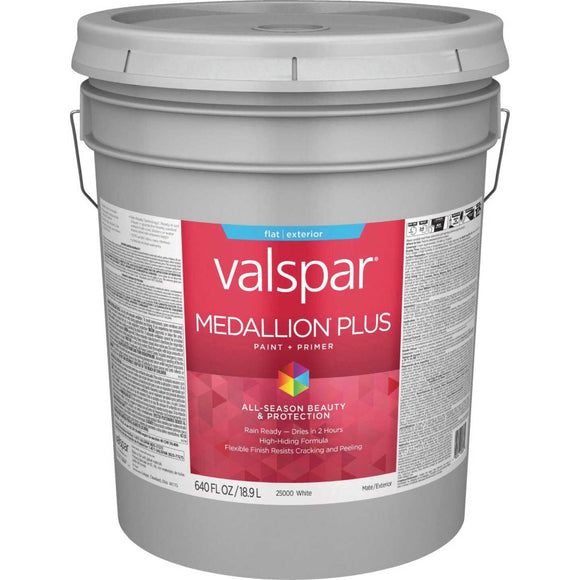 Valspar® Medallion® Plus Exterior Paint + Primer Flat 5 Gallon White Base