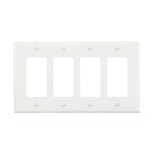 Cooper Wiring Devices 4-gang Decorator/GFCI Wall Plate With White Finish (4 Gang, White)