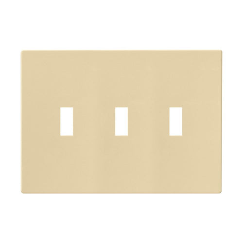 Cooper Wiring Devices 3-Gang Screwless Toggle Switch Mid Size Wall Plate, Ivory (3 Gang, Ivory)