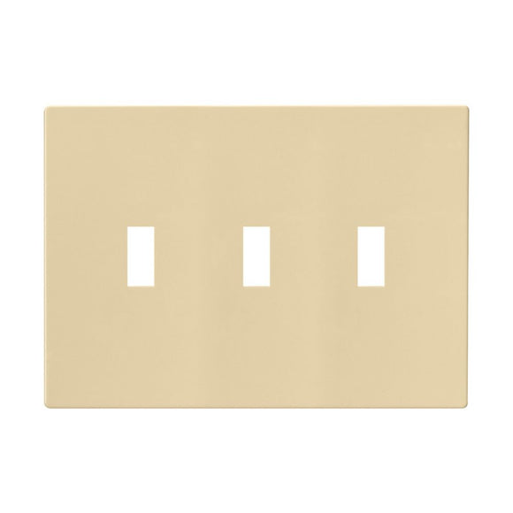 Cooper Wiring Devices 3-Gang Screwless Toggle Switch Mid Size Wall Plate, Ivory (3 Gang, Ivory)