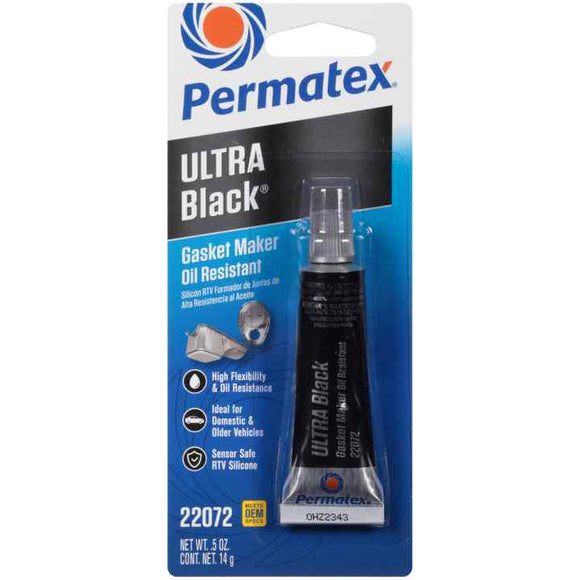 Permatex® Ultra Black® Rtv Silicone Gasket Maker, .5 Oz (.5 Oz, Black)