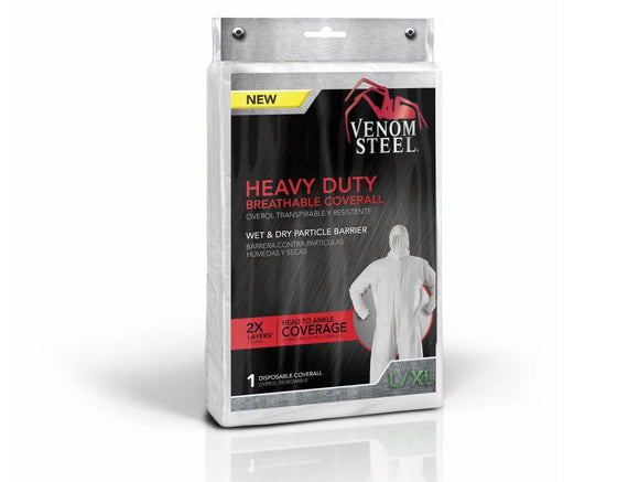 Venom Heavy Duty Breathable Coverall, Large/X-Large White (Large/X-Large, White)