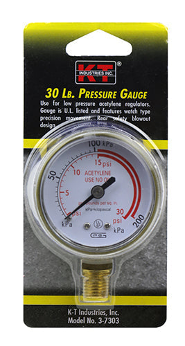 K-T Industries Pressure Gauge Acetylene 30 Lb