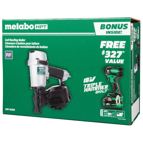 Metabo HPT Pro Bundle Coil Roofing Nailer with BONUS Impact Driver Kit