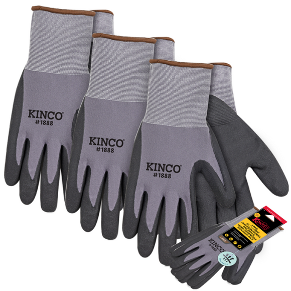 Kinco Gray Nylon-Spandex Knit Shell & Coolcoat™ Micro-Foam Nitrile Palm Large Gray (Large, Gray)
