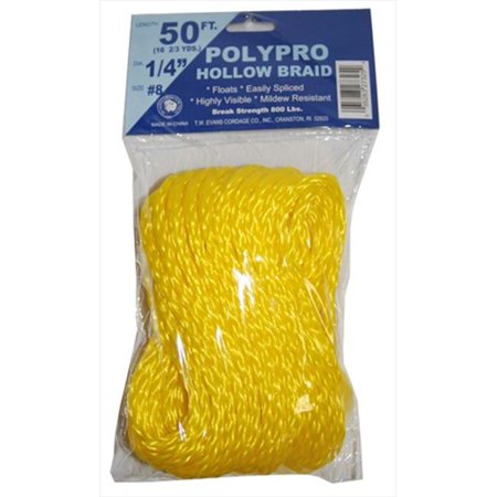 T.w Evans Cordage #8-50' Hollow Braid Polypro Bag 1/4-Inch x 50-Feet