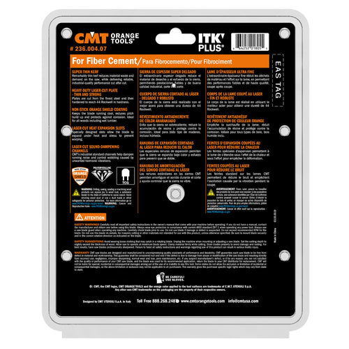 CMT 236.004.07 236-Series ITK PLUS Diamond Saw Blade for Fiber Cement Products, 7-1/4-Inch X 4 X 5/8 Inch