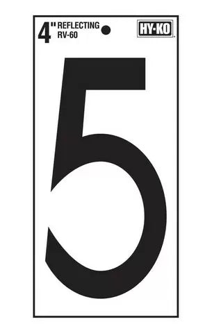Hy-Ko 4in Reflective Vinyl Number '5'