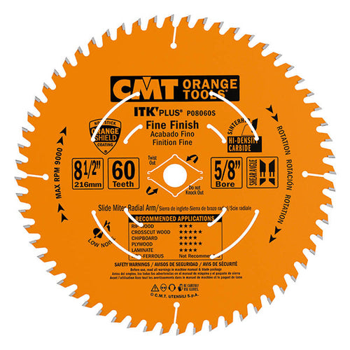 CMT Orange Tools ITK Plus Finish Sliding Compound Miter Circular Saw Blades 12 x 72 Teeth, 10° Atb+shear