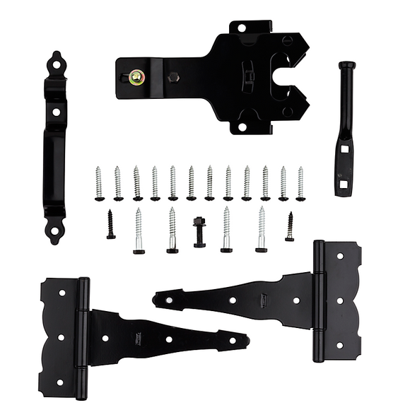 National Hardware Deluxe Latches Decorative T-Hinges Gate Kit, Black