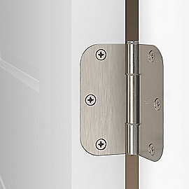National Hardware Squeak Guard Door Hinges 1/4 In. Radius Round Corners 3.5, Satin Nickel