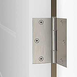 National Hardware Squeak Guard Door Hinges Square Corner 3.5, Satin Nickel