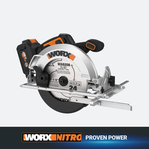 Worx Nitro WX520L 20V Power Share 4.0Ah 7.25 Cordless Circular Saw with Brushless Motor