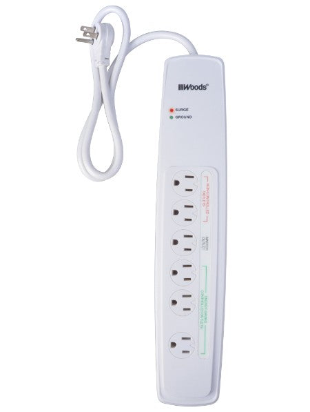 Woods® 6-Outlet Surge Strip With 3' Cord 1780 Joules