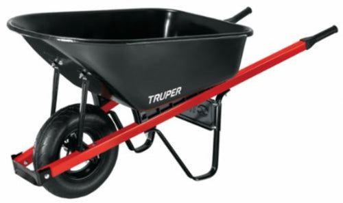 Truper 6 Cubic Feet Steel Tray Wheelbarrow Pneumatic Tubed