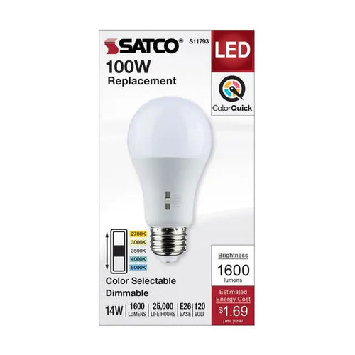 Satco S11793 14A19/LED/5CCT/E26/120V