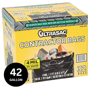 Ultrasac 42 Gal. Contractor Bags 4 Mil