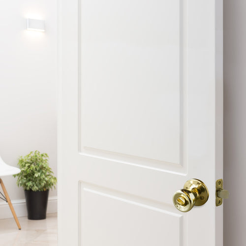 Design House Terrace Privacy Door Knob in Polished Brass