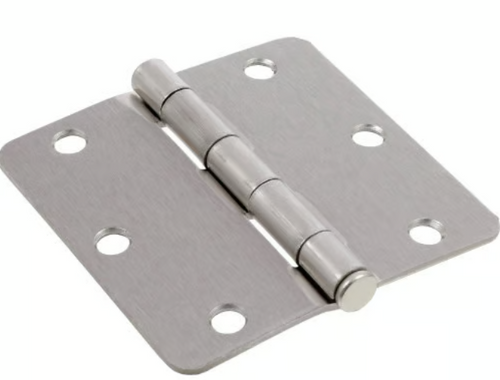 Hillman Group Hardware Essentials 1/4 Round Corner Door Hinge Satin Nickel (3-1/2) 3 Pack
