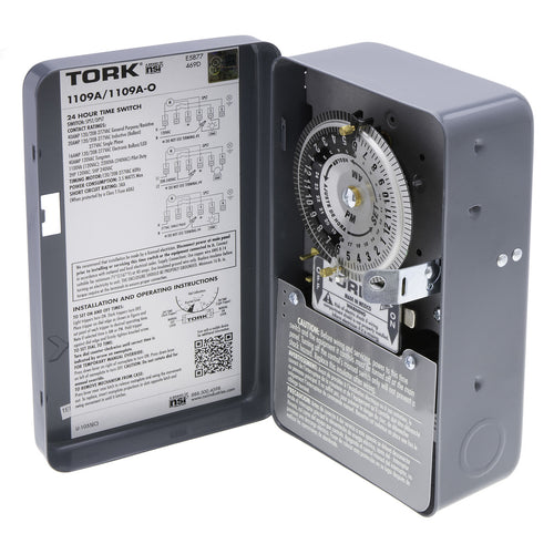 NSI Industries TORK 1109A 24-Hour Indoor Mechanical Time Switch 120-277 Volts, DPST Outputs