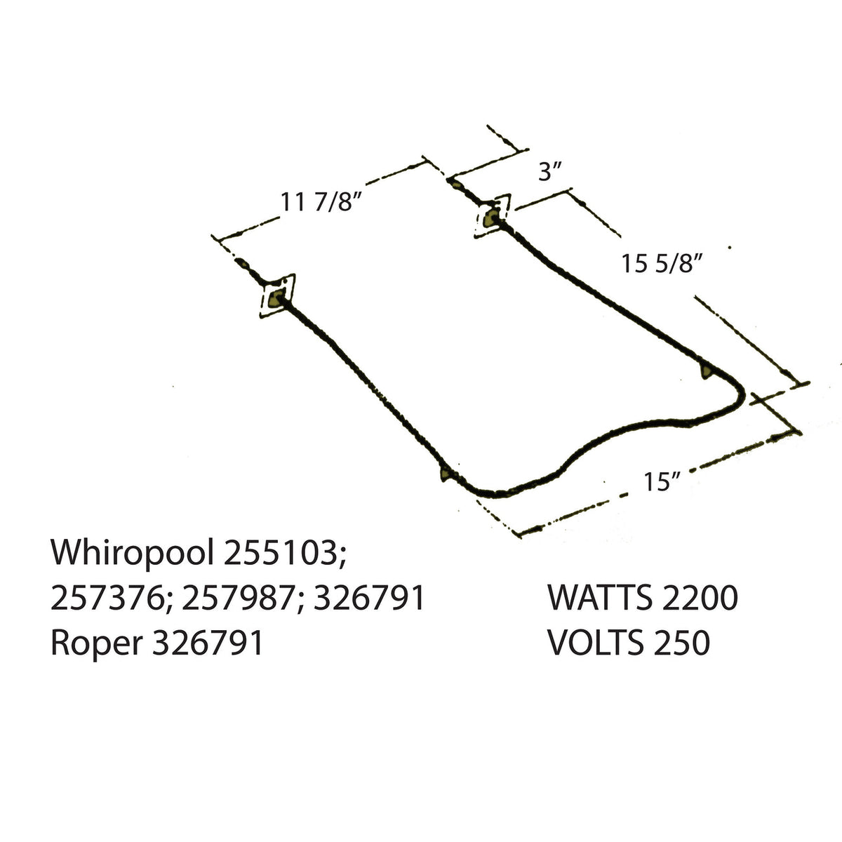 Perry Roper Range Kleen 7523 Bake Element Whirlpool, Roper (2200 W, 250 V) - Perry ...