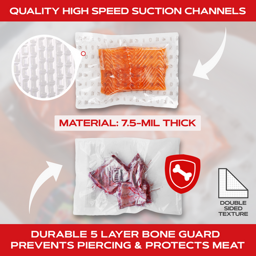 Forjars® Vacuum Sealer Roll (8-inch) - Textured on Both Sides, 7.5 Mil Thickness