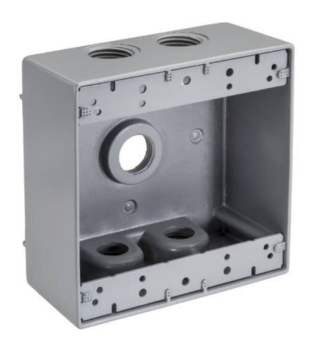Southwire 3/4 5-Hole 2-Gang Weatherproof Box Gray