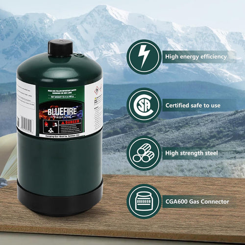 BLUEFIRE 2x Propane Camping Gas Fuel Cylinder Canister 16.4oz Tank 95% High Purity