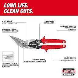 Milwaukee Left Offset Long Cut Aviation Snips