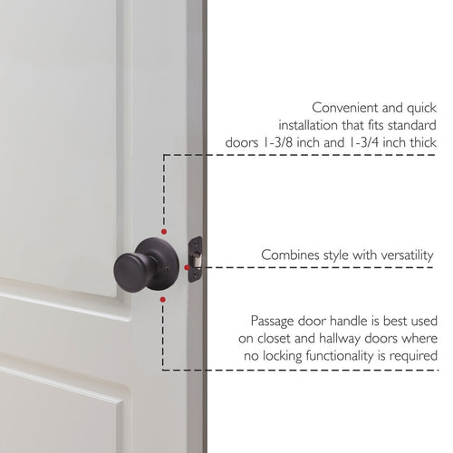 Design House Tulip Passage Door Knob, Matte Black