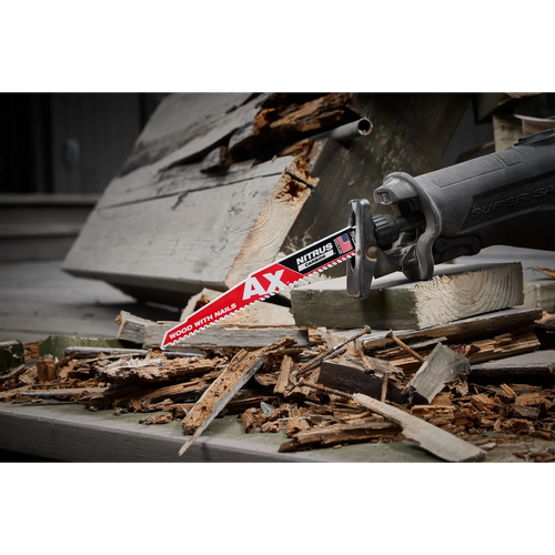 Milwaukee 12 5 TPI AX™ w/NITRUS™ Carbide Teeth SAWZALL® Blade for Wood with Nails