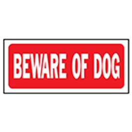Beware of Dog Sign, Polyethylene, 6 x 14-In.