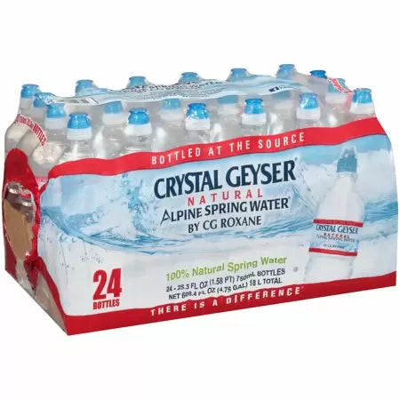 Crystal Geyser Alpine Spring Water, Sport Cap, 25.3 Fl Oz, 24 Ct