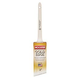 Gold Edge Paint Brush, Thin Angle Sash, White & Gold, 1.5-In.