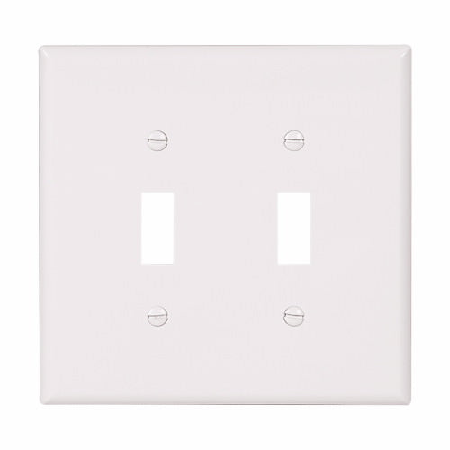 Eaton Cooper Wiring Toggle Wallplate, White 2 Gang