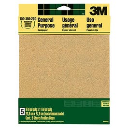 Aluminum Oxide Sandpaper, 220-Grit, 9 x 11-In., 5-Pk.