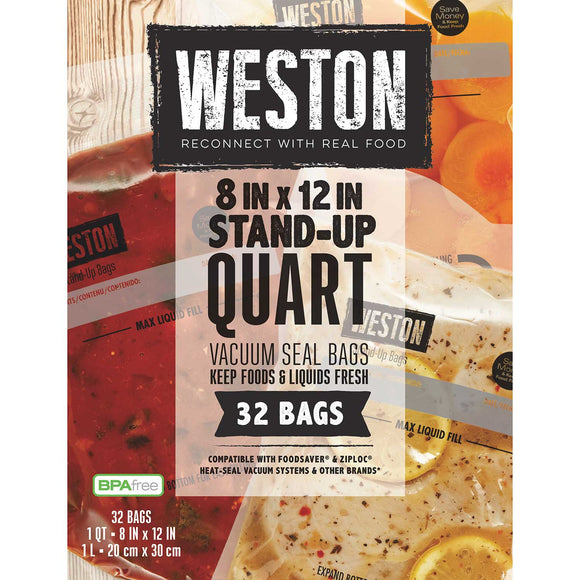Weston® Vacuum Sealer Bags, 8 In X 12 In, 32 Stand-Up Pre-Cut Bags