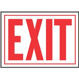 Exit Sign, Red/White Aluminum,  10 x 14-In.