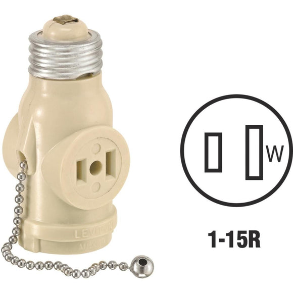 Leviton Ivory 125V Light Socket Adapter