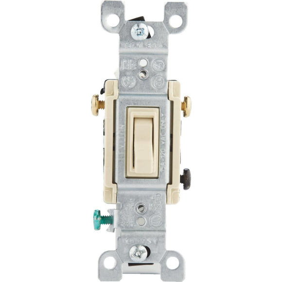 Leviton Quiet Grounded Toggle Ivory 15A 3-Way Switch